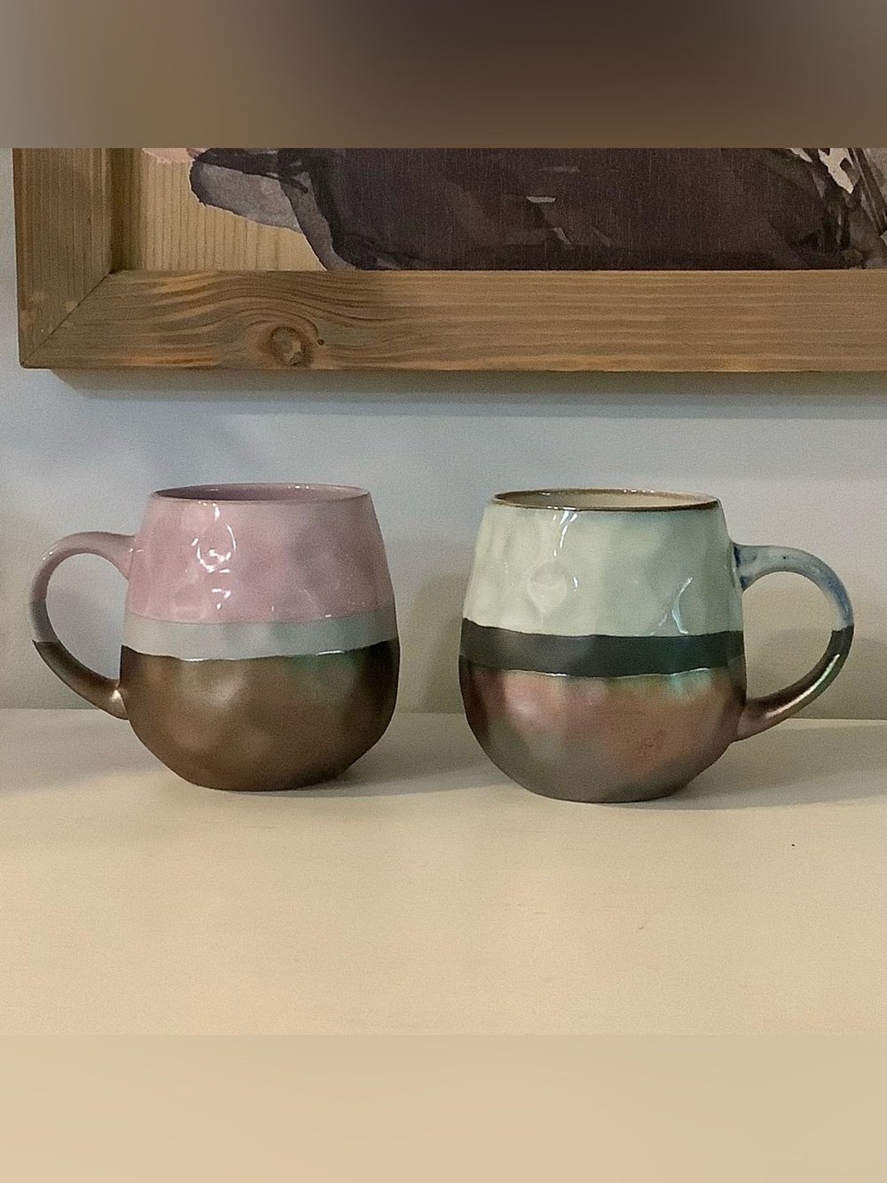 NEW Beautiful Set of 2 Stoneware Mugs
